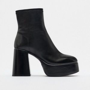 ZARA LEATHER PLATFORM BOOTIES